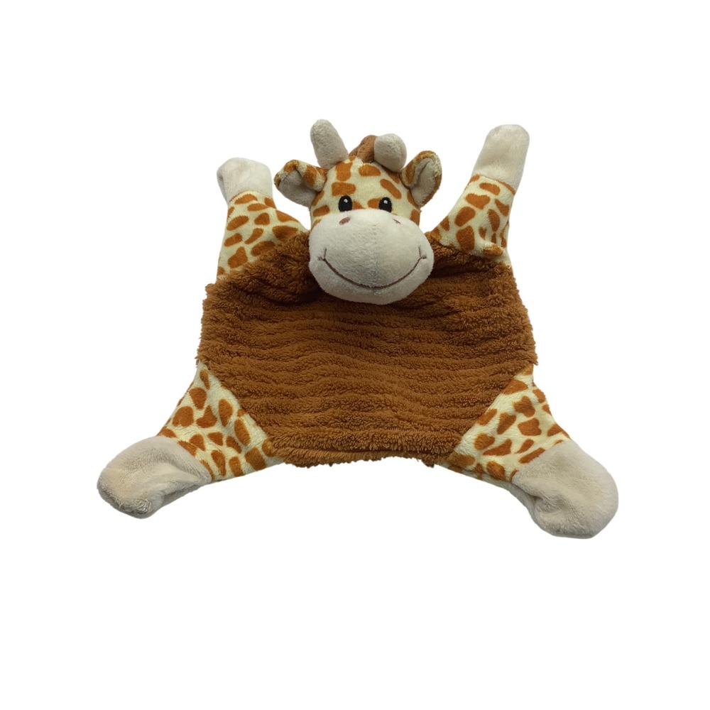Babies R Us Giraffe Security Blanket Plush Brown Tan Spotted Ribbed Lovey Toy 9"